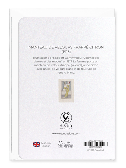 Ezen - Manteau de Velours Frappé Citron (1913) - Greeting Card - Back