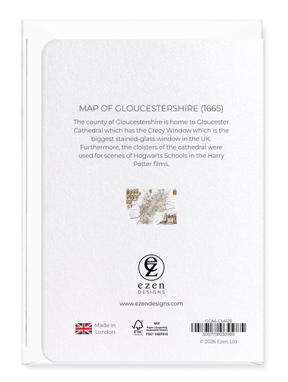 Ezen - Map of gloucestershire (1665) - Greeting Card - Back