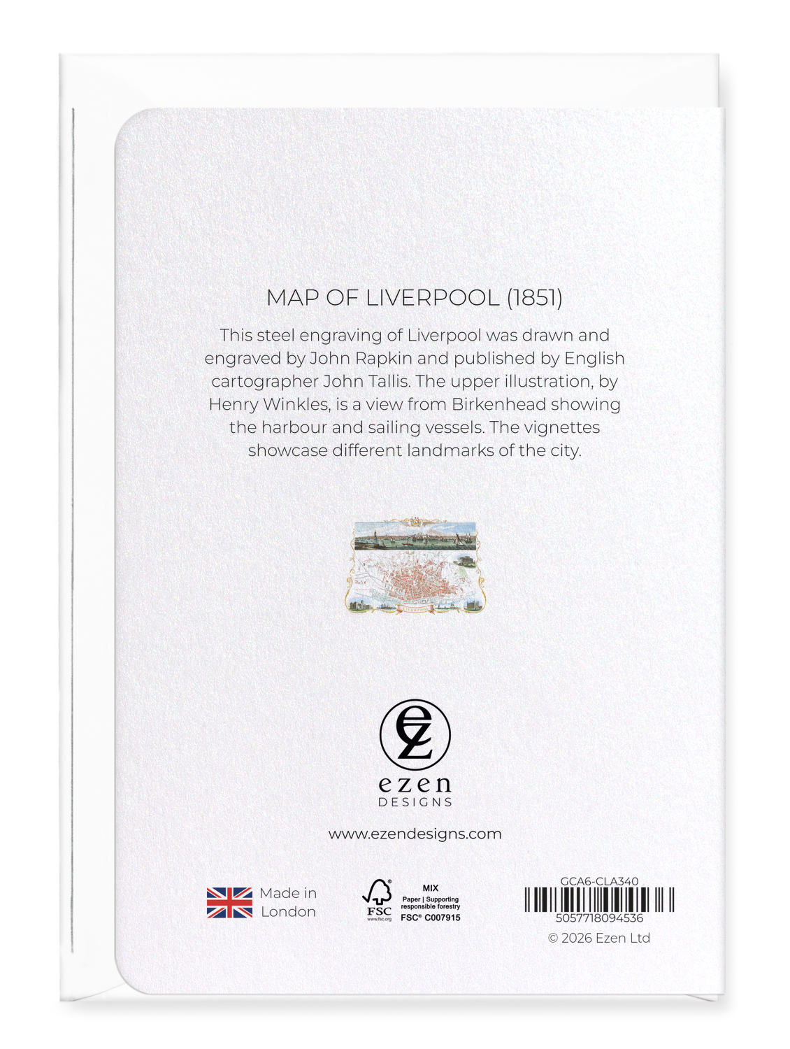 Ezen - Map of Liverpool (1851) - Greeting Card - Back