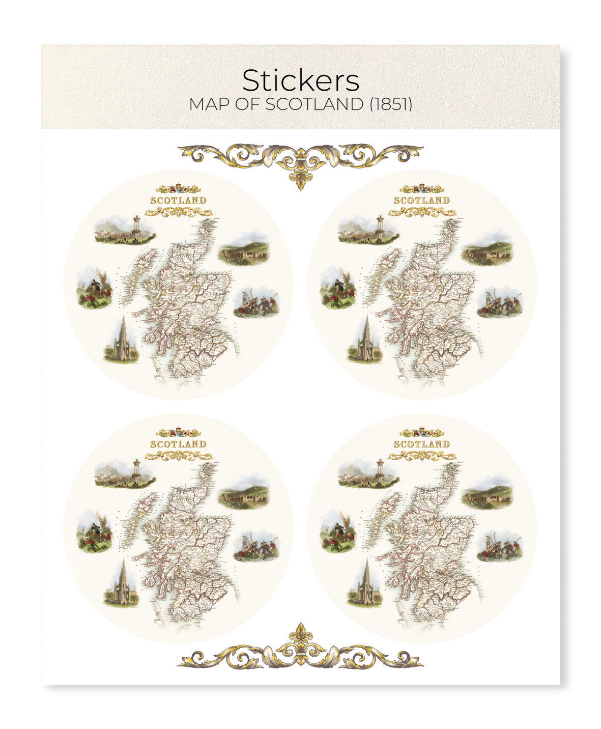 Ezen - Map of Scotland (1851) - Sticker Set