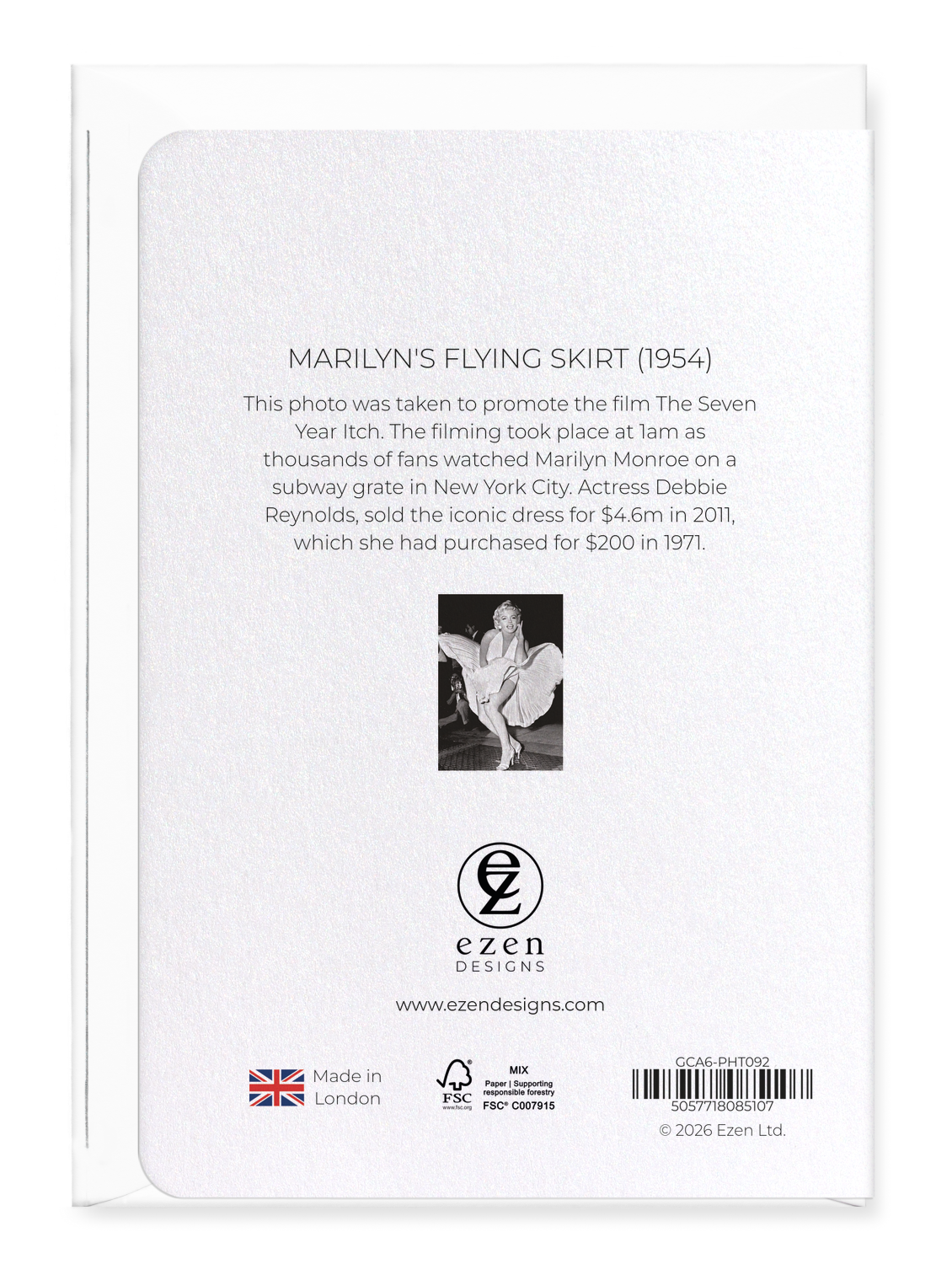 Ezen - Marilyn's flying skirt (1954) - Greeting Card - Back