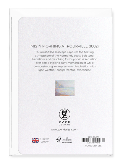 Ezen - Misty Morning at Pourville (1882) - Greeting Card - Back