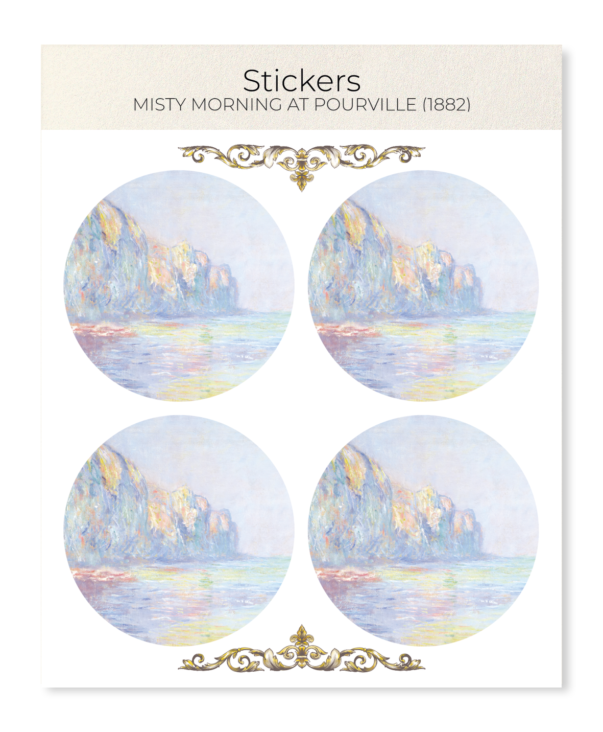 Ezen - Misty Morning at Pourville (1882) - Sticker Set
