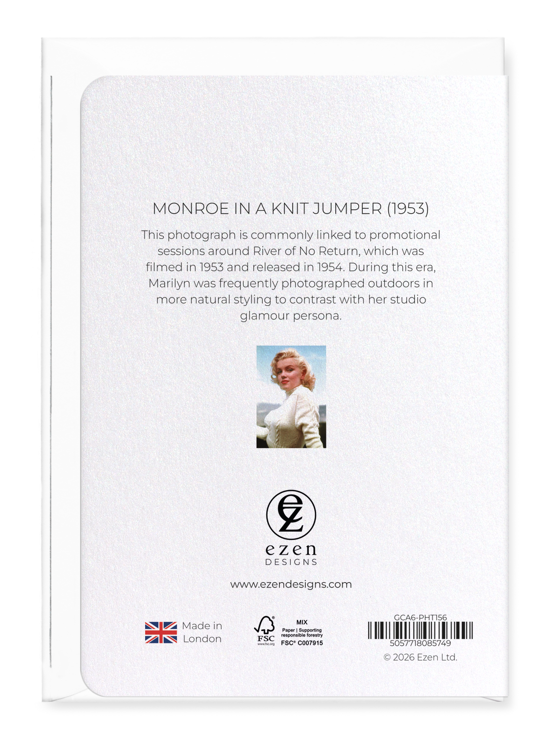 Ezen - Monroe in a knit jumper (1953) - Greeting Card - Back