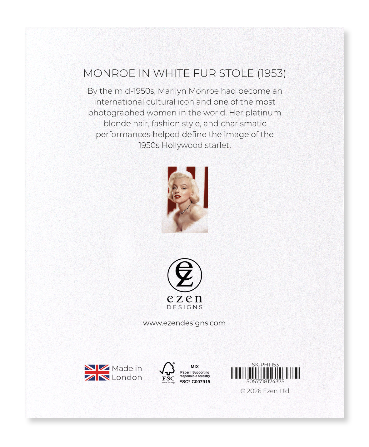 Ezen - Monroe in white fur stole (1953) - Sticker Set