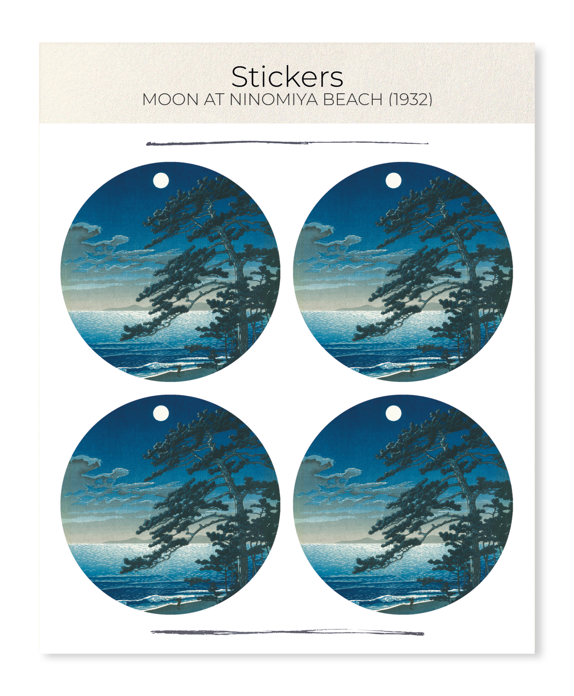 Ezen - Moon at ninomiya beach (1932) - Sticker Set