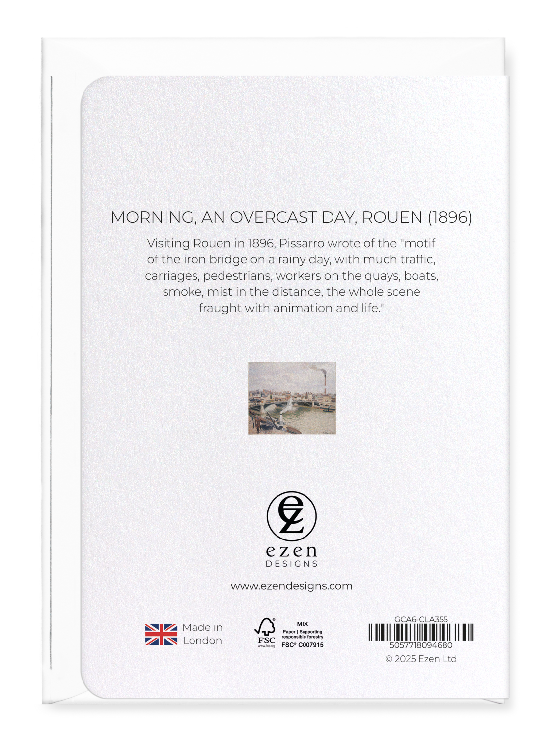 Ezen - Morning, An overcast Day, Rouen (1896) - Greeting Card - Back