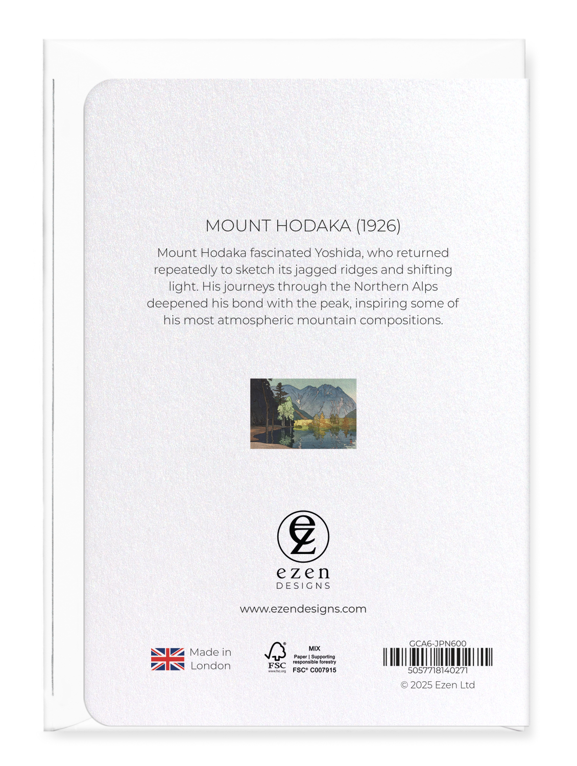 Ezen - Mount Hodaka (1926) - Greeting Card - Back