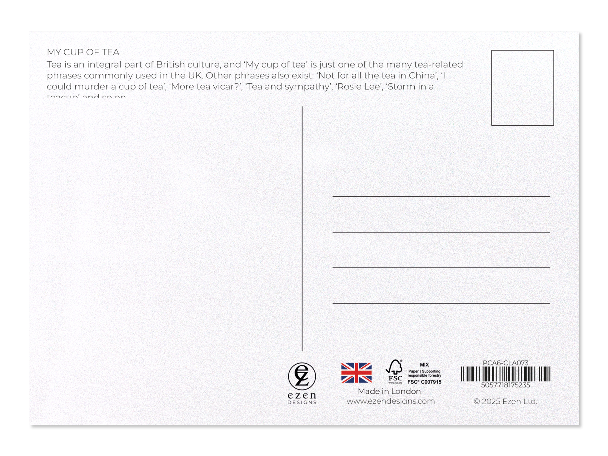 Ezen - My cup of tea - Postcard - Back