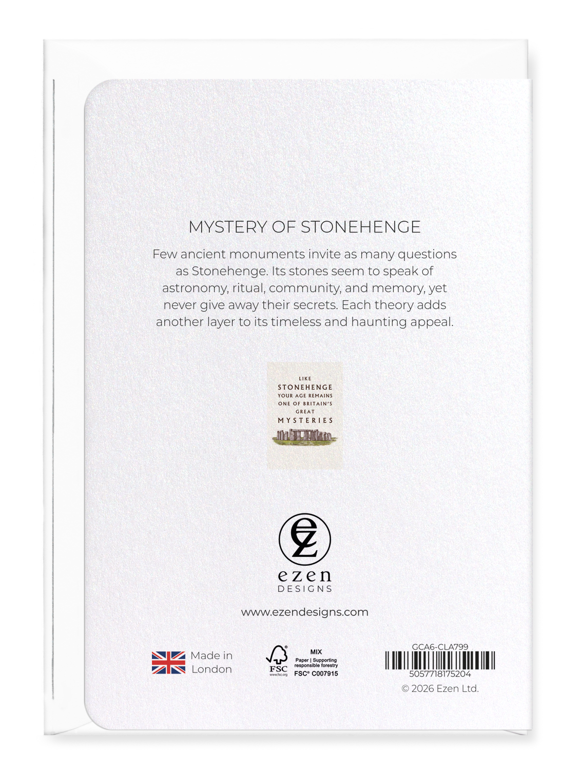 Ezen - Mystery of Stonehenge - Greeting Card - Back
