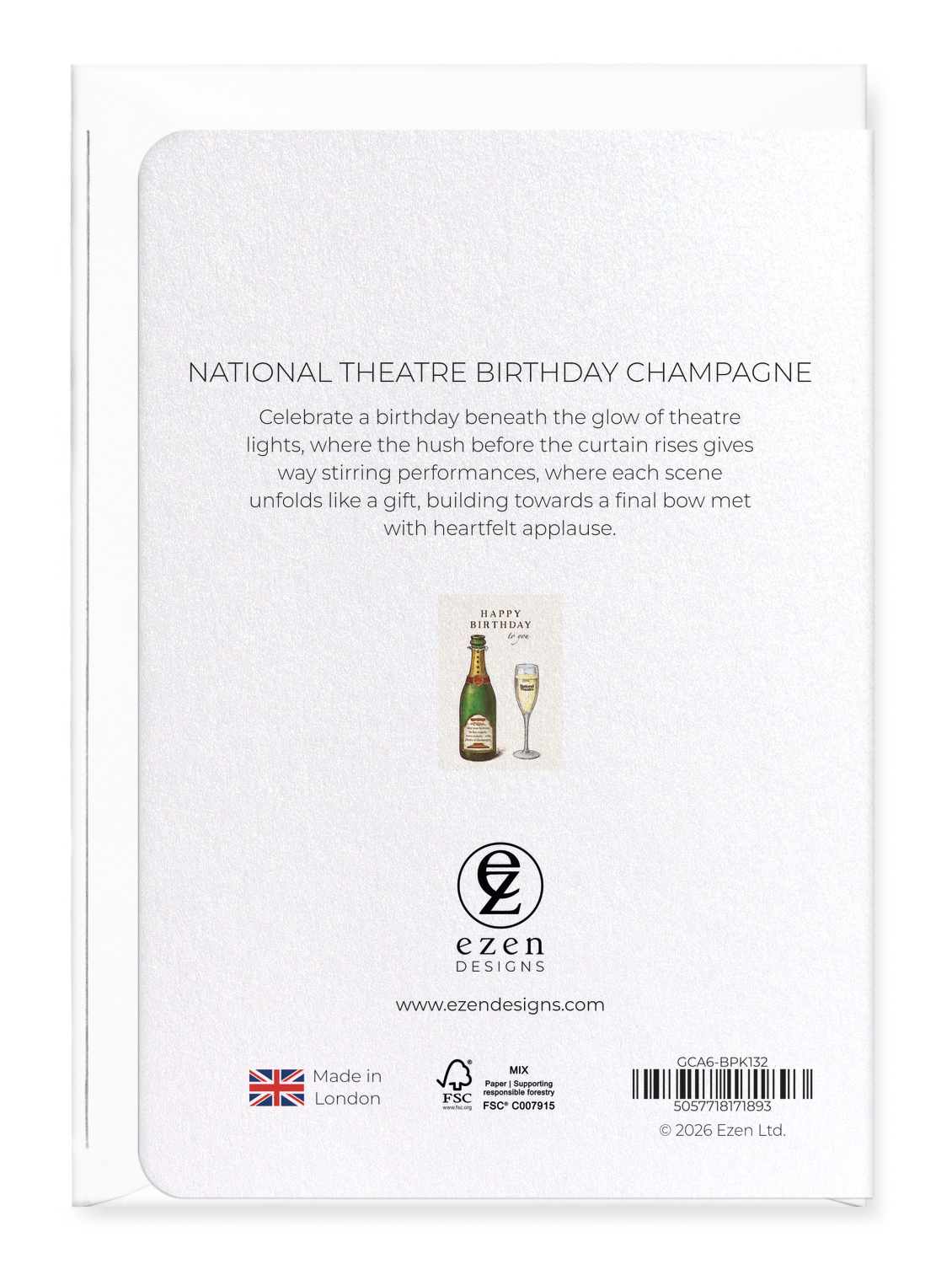Ezen - NATIONAL THEATRE BIRTHDAY CHAMPAGNE - Greeting Card - Back