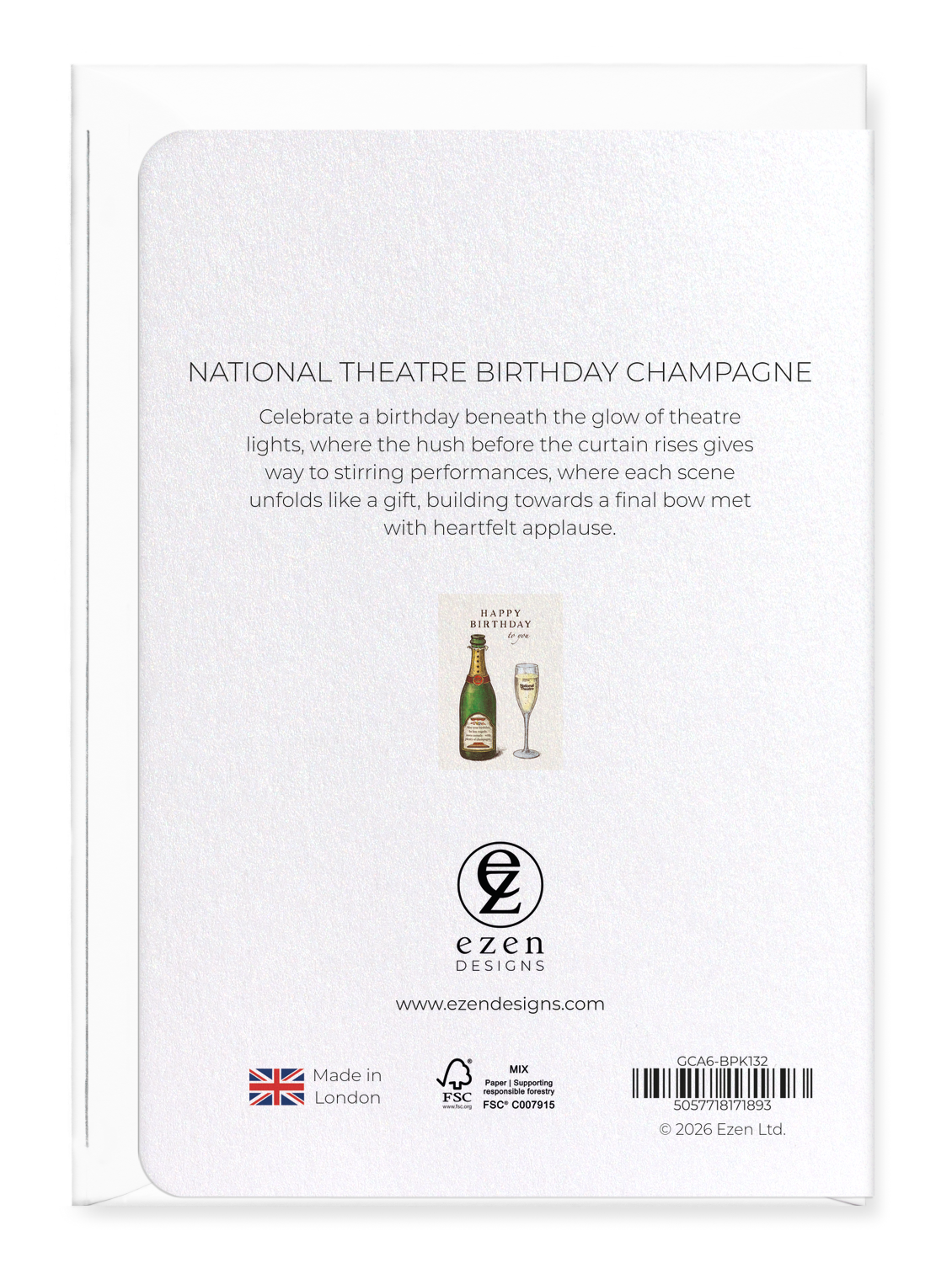 Ezen - NATIONAL THEATRE BIRTHDAY CHAMPAGNE - Greeting Card - Back