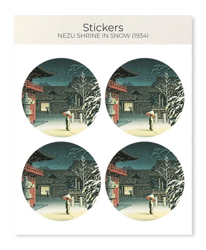 Ezen - Nezu shrine in snow (1934) - Sticker Set