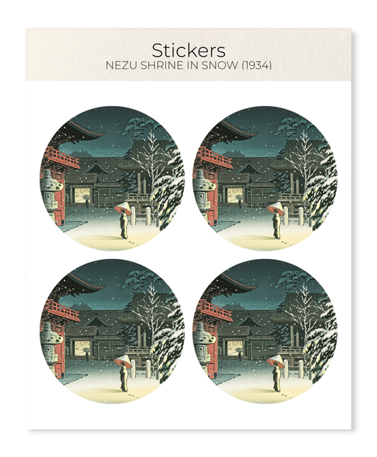 Ezen - Nezu shrine in snow (1934) - Sticker Set