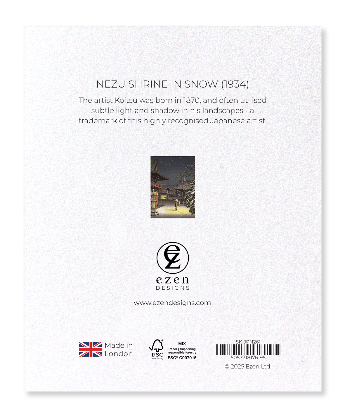 Ezen - Nezu shrine in snow (1934) - Sticker Set