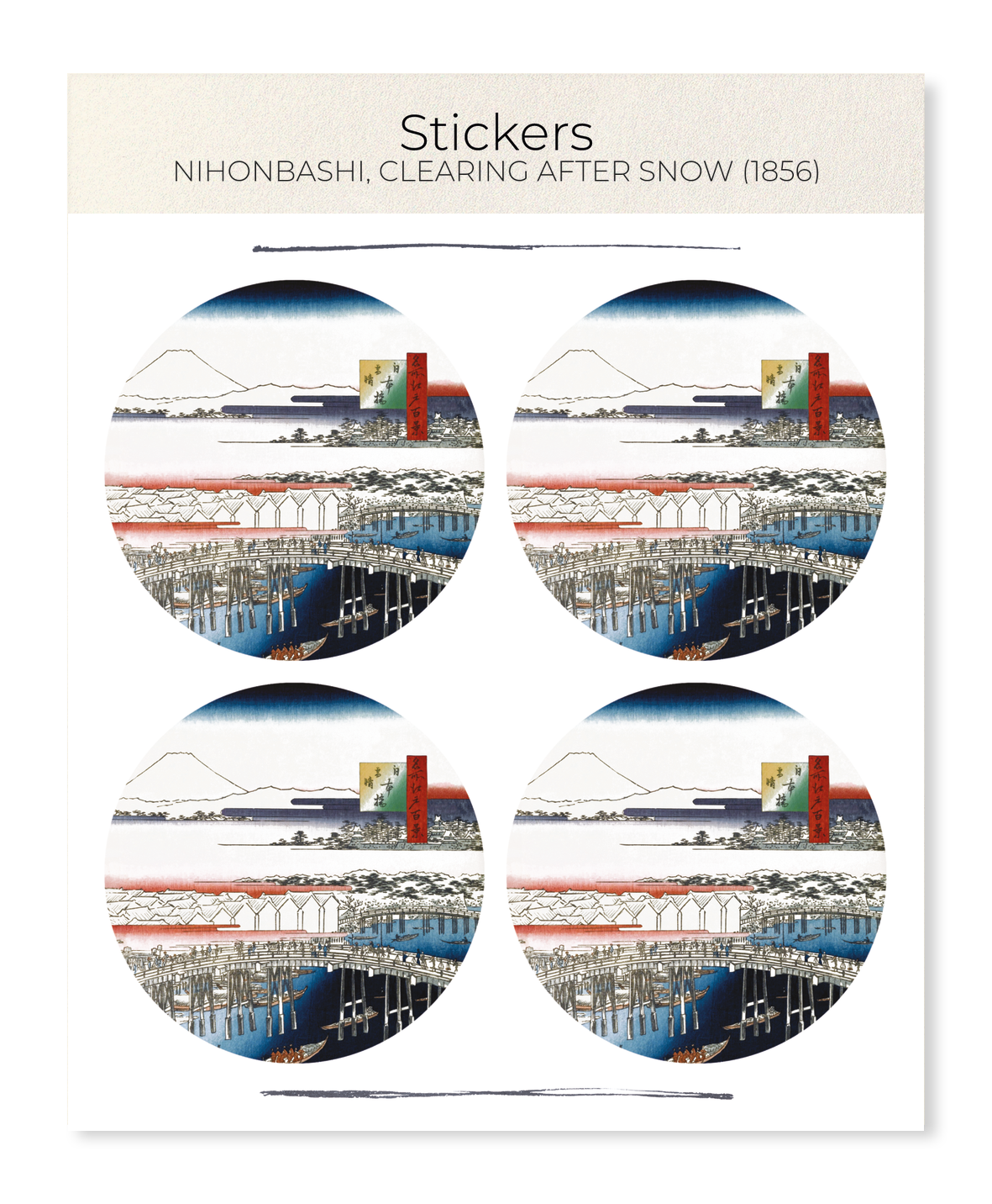 Ezen - Nihonbashi, Clearing After Snow (1856) - Sticker Set