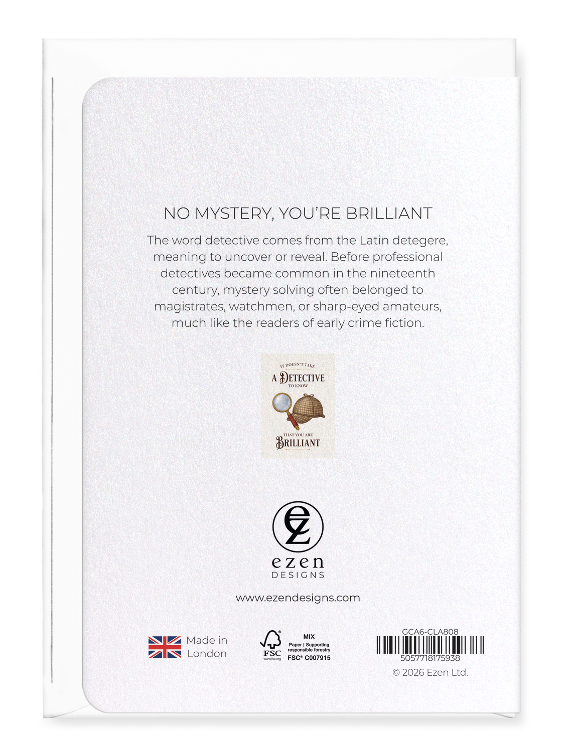 Ezen - No Mystery, You’re Brilliant - Greeting Card - Back