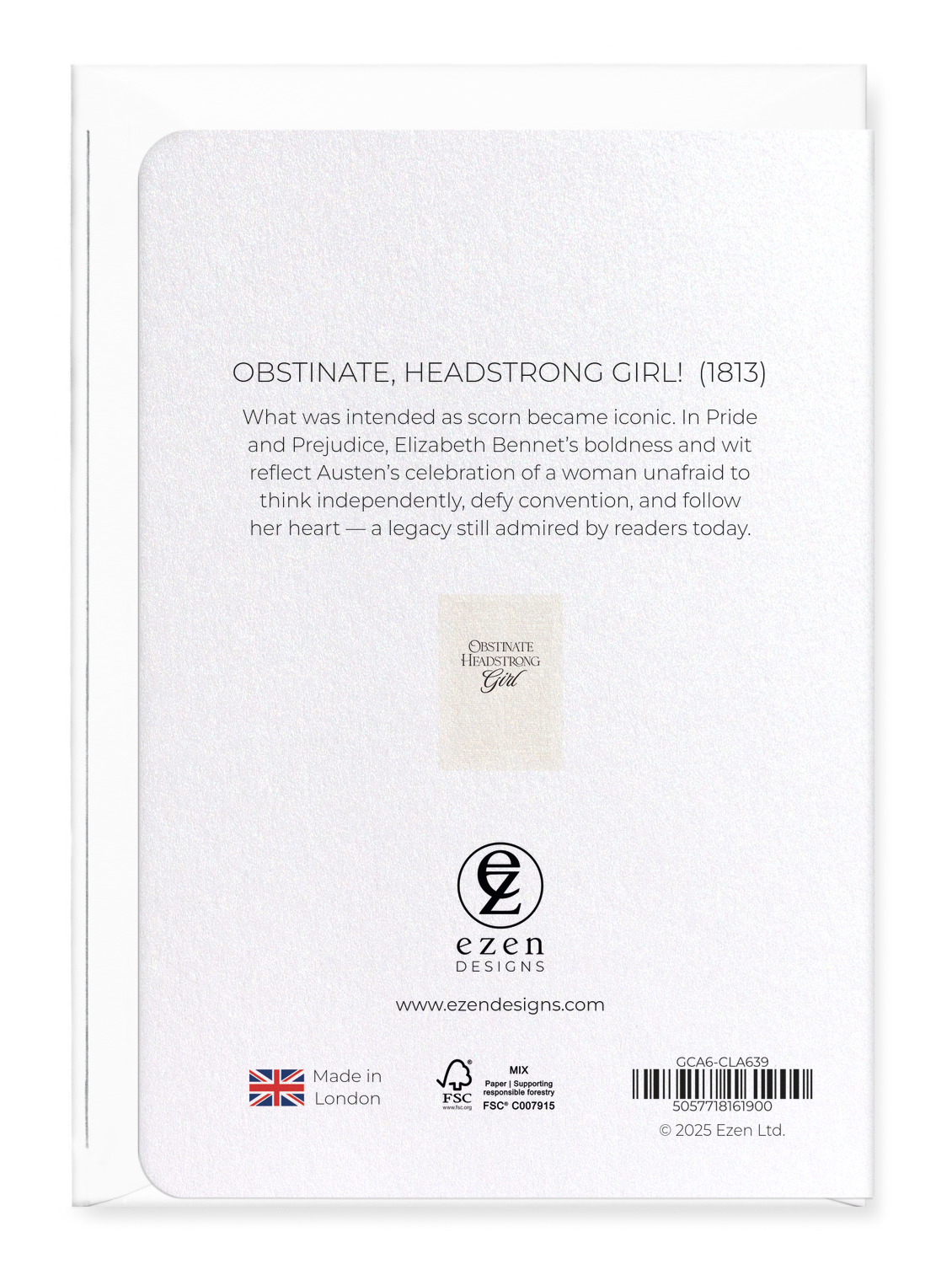 Ezen - Obstinate, headstrong girl!  (1813) - Greeting Card - Back