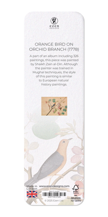 Ezen - Orange bird on orchid Branch (1778) - Bookmark - Back