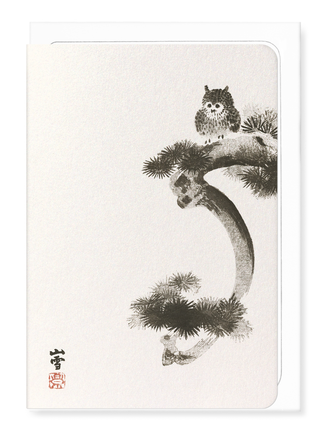 Ezen - Owl on pine tree - Greeting Card - Front