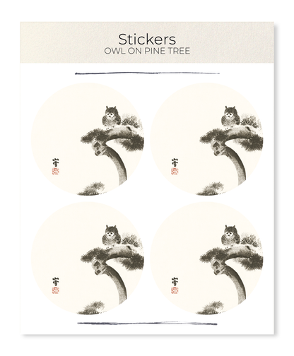 Ezen - Owl on pine tree - Sticker Set