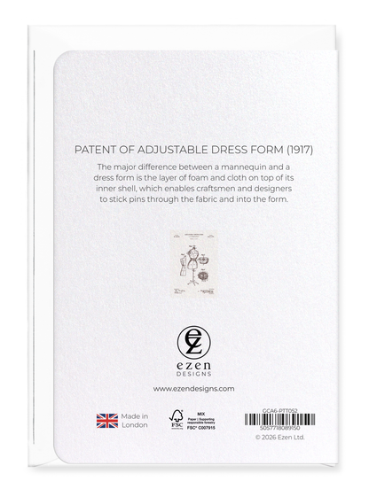 Ezen - Patent of adjustable dress form (1917) - Greeting Card - Back