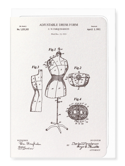 Ezen - Patent of adjustable dress form (1917) - Greeting Card - Front