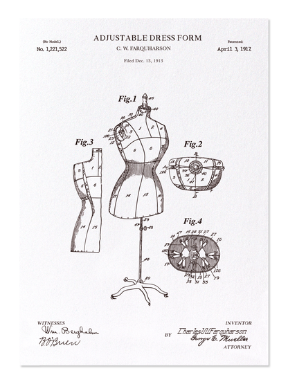 Ezen - Patent of adjustable dress form (1917) - Postcard - Front