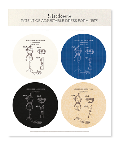 Ezen - Patent of adjustable dress form (1917) - Sticker Set