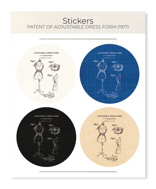 Ezen - Patent of adjustable dress form (1917) - Sticker Set