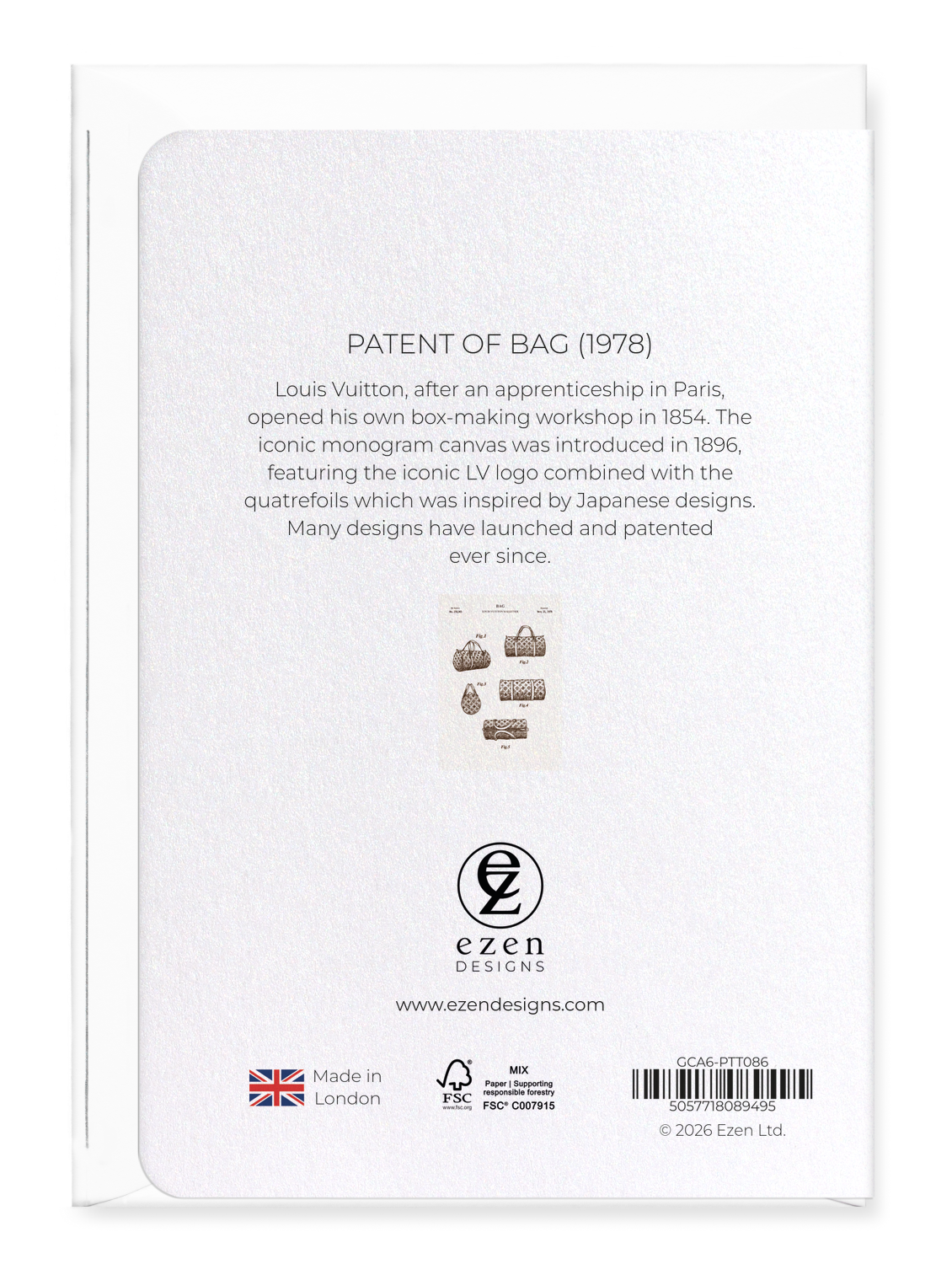 Ezen - Patent of bag (1978) - Greeting Card - Back
