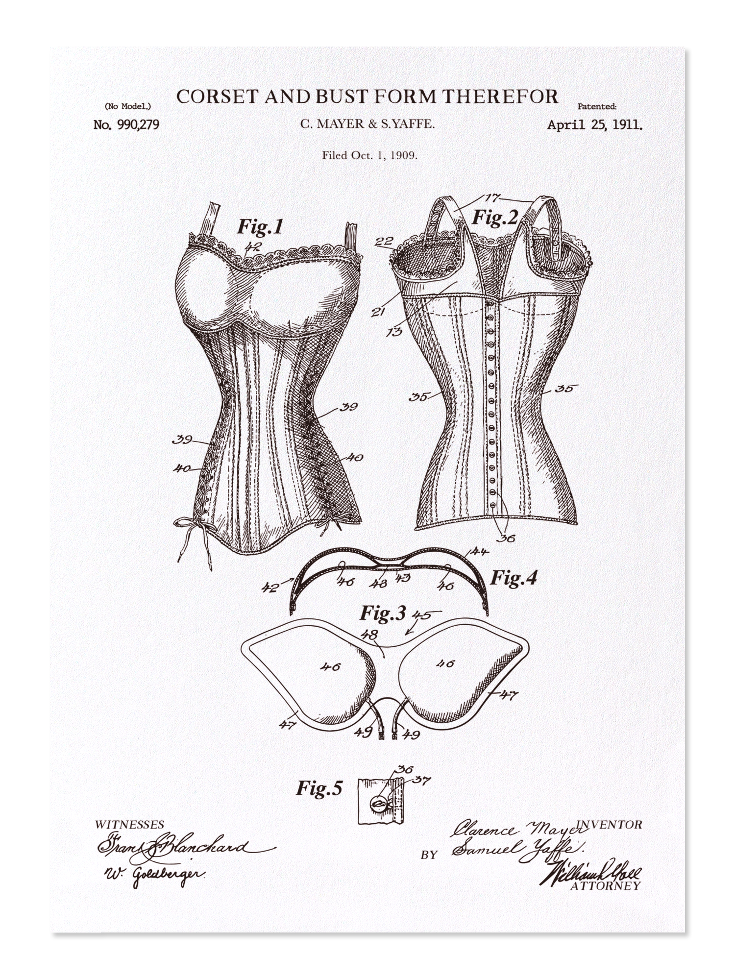 Ezen - Patent of corset and bust (1911) - Postcard - Front