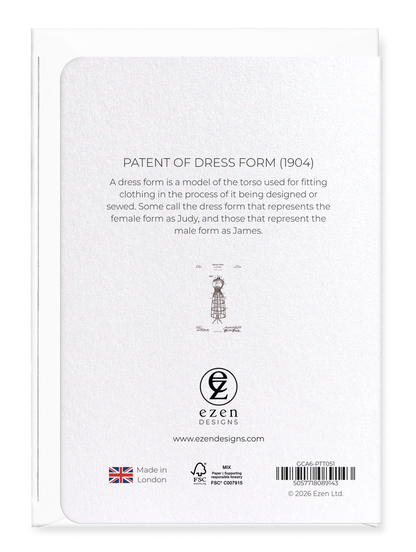 Ezen - Patent of dress form (1904) - Greeting Card - Back