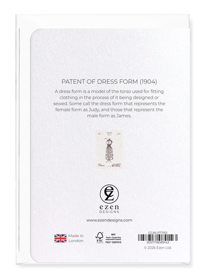 Ezen - Patent of dress form (1904) - Greeting Card - Back