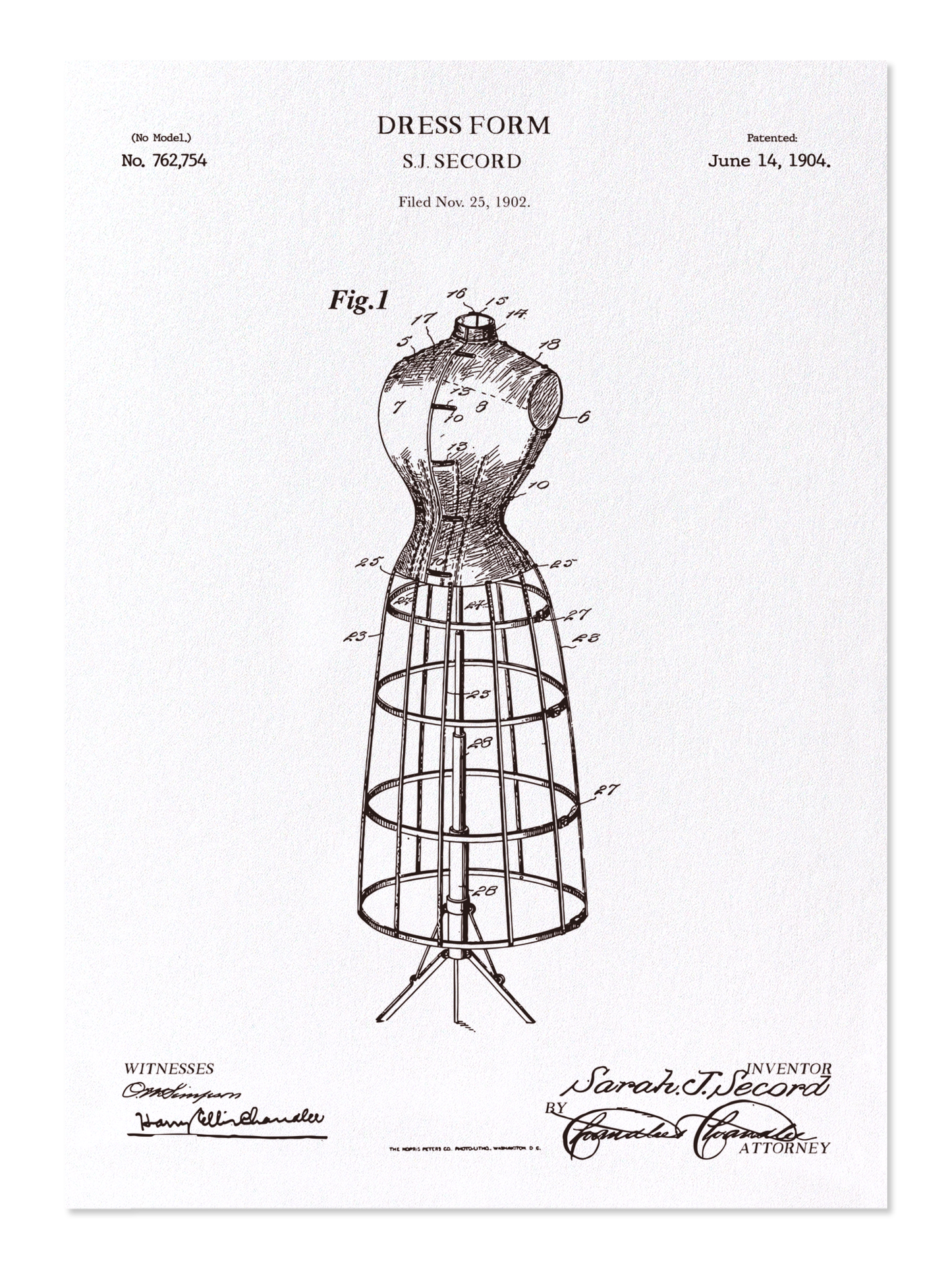 Ezen - Patent of dress form (1904) - Postcard - Front