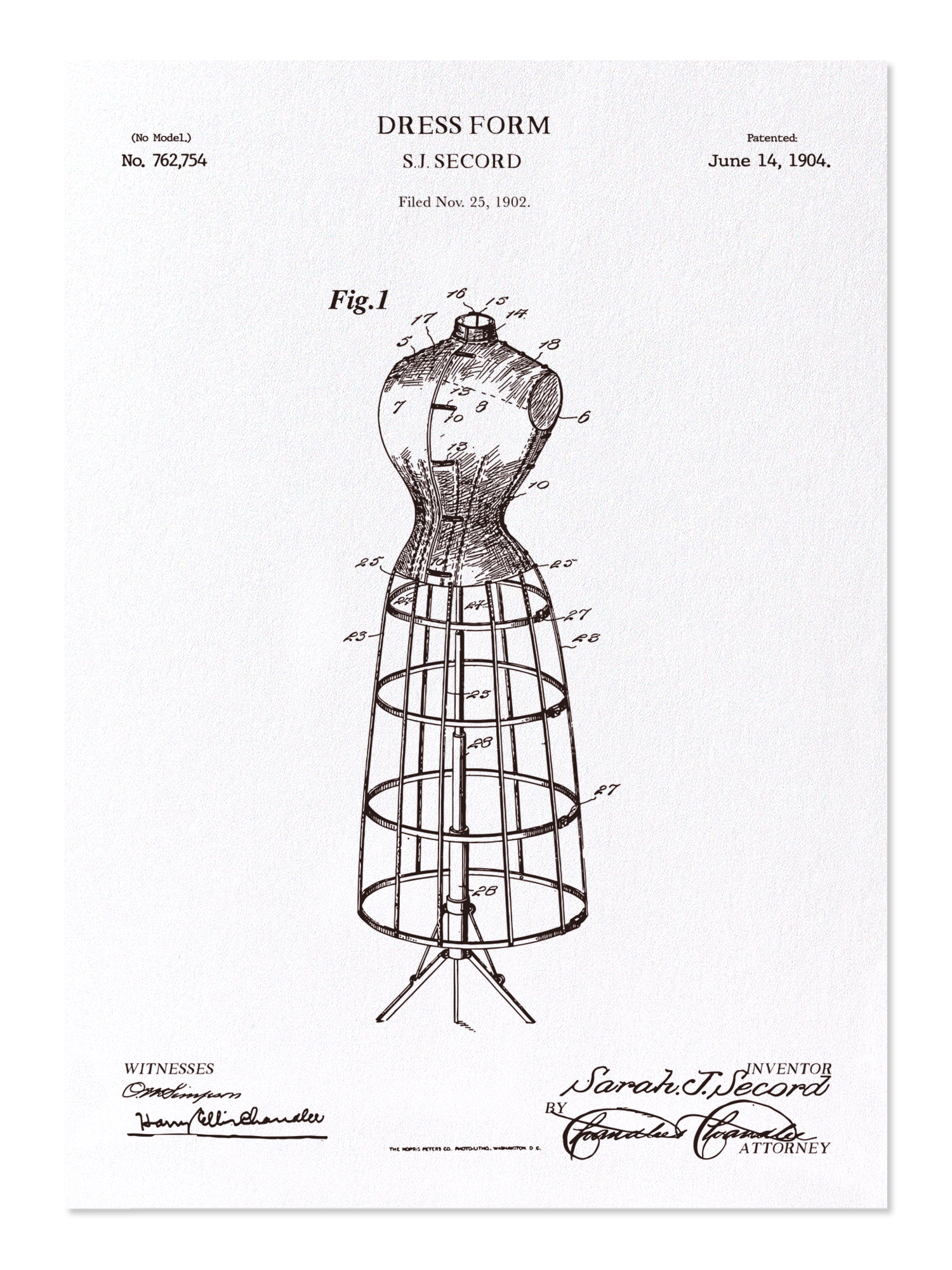 Ezen - Patent of dress form (1904) - Postcard - Front
