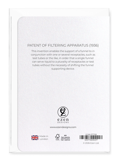 Ezen - Patent of filtering apparatus (1936) - Greeting Card - Back