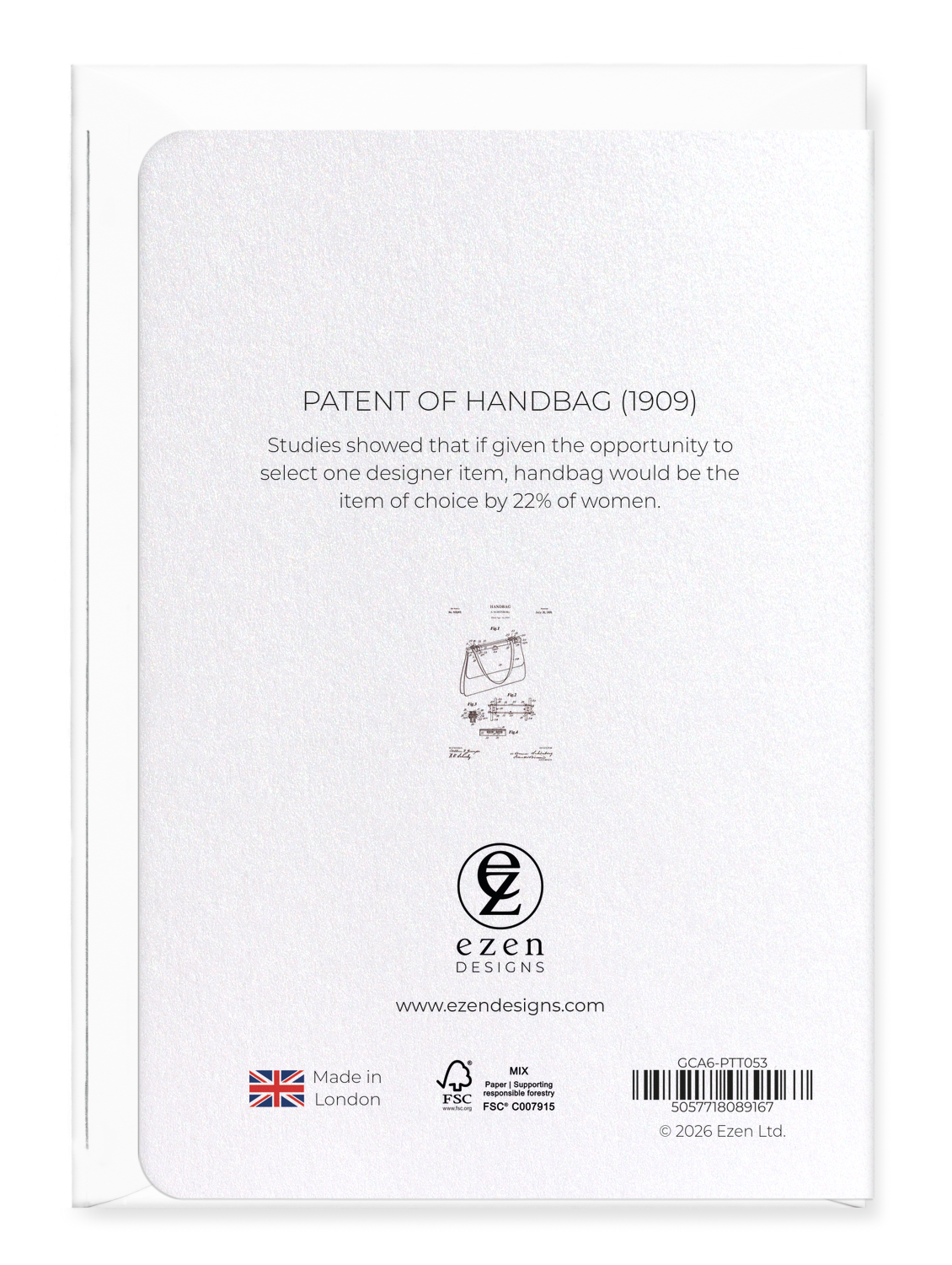 Ezen - Patent of handbag (1909) - Greeting Card - Back