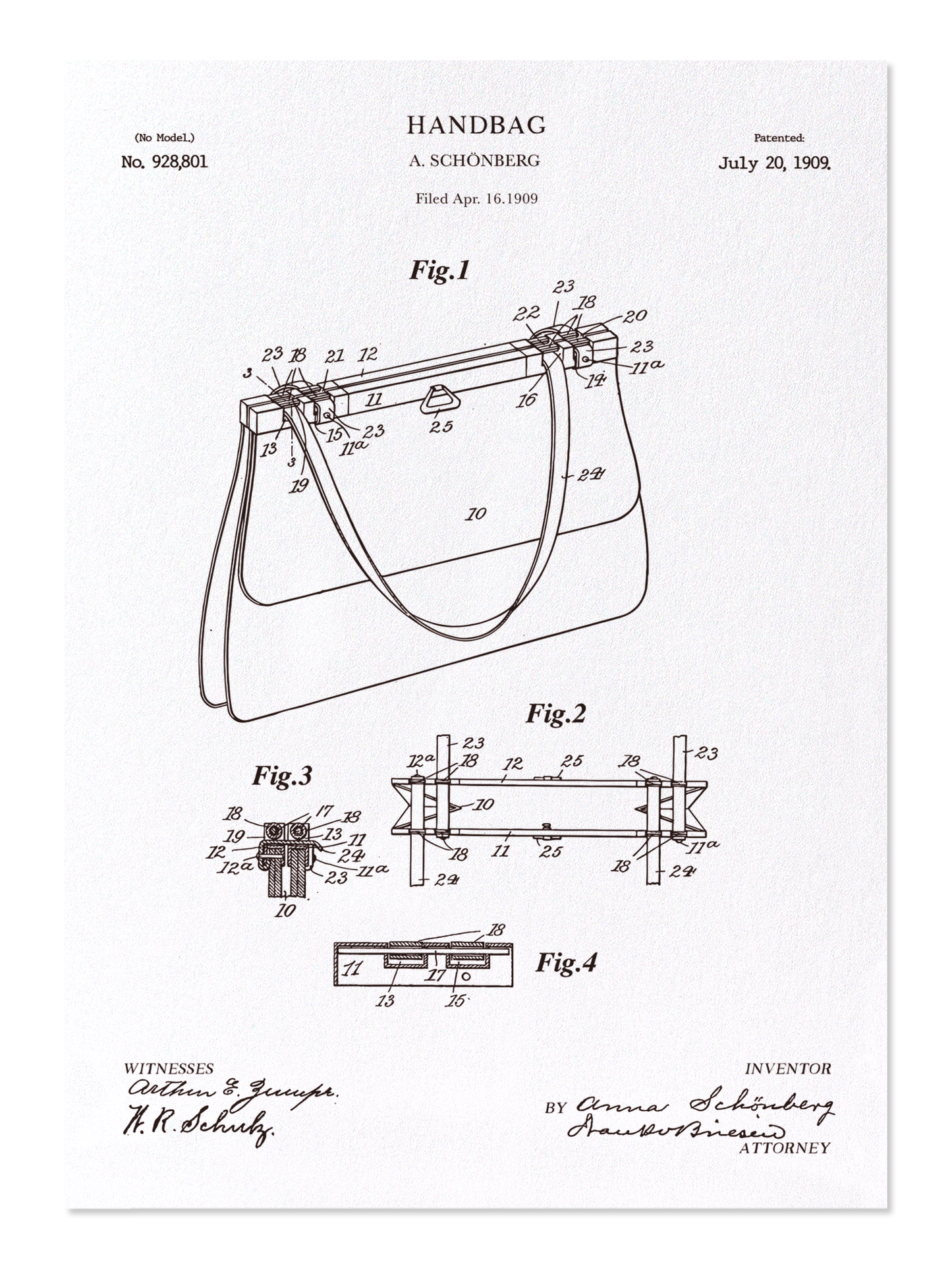 Ezen - Patent of handbag (1909) - Postcard - Front