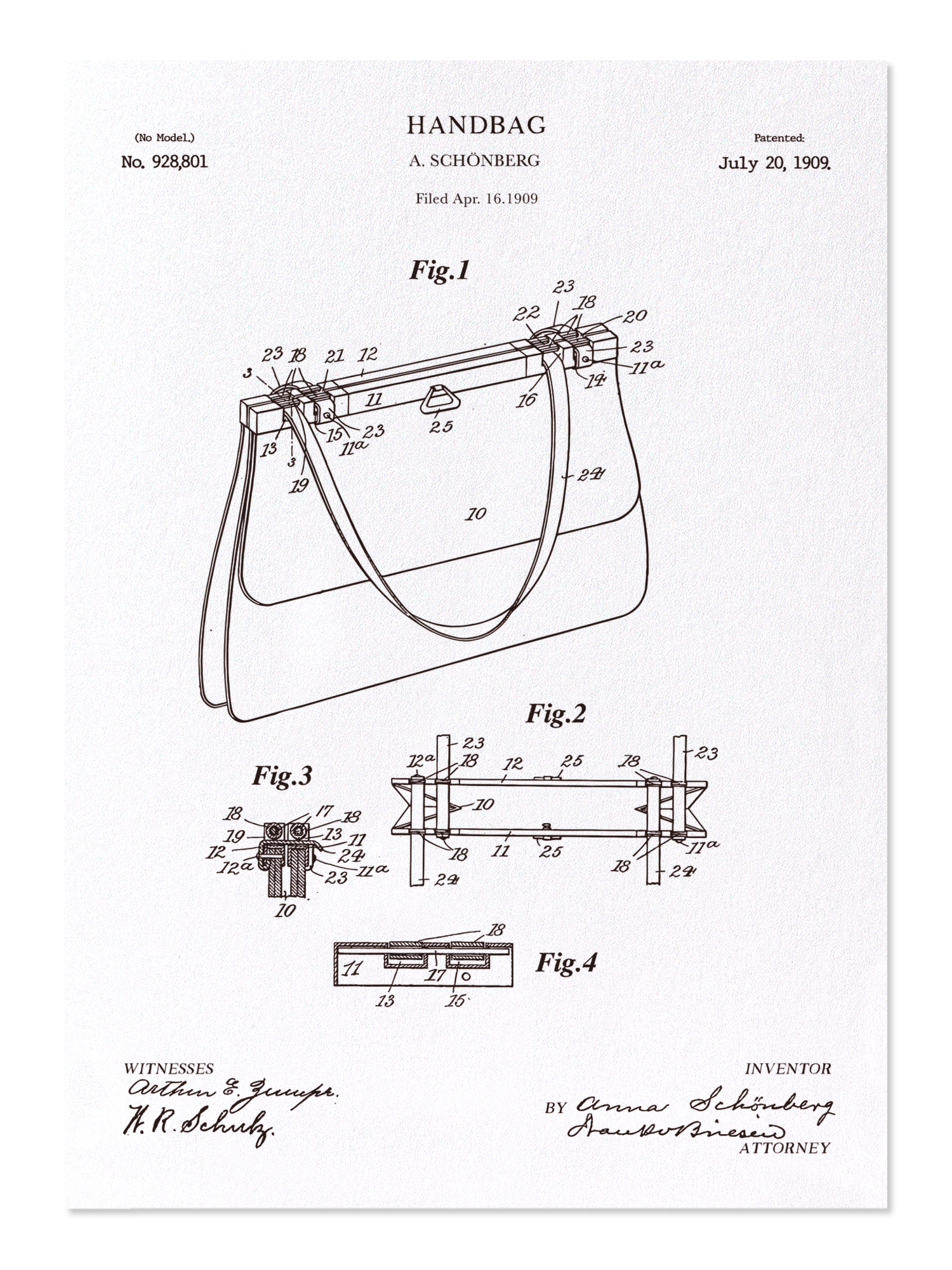 Ezen - Patent of handbag (1909) - Postcard - Front