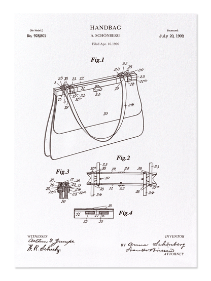 Ezen - Patent of handbag (1909) - Postcard - Front