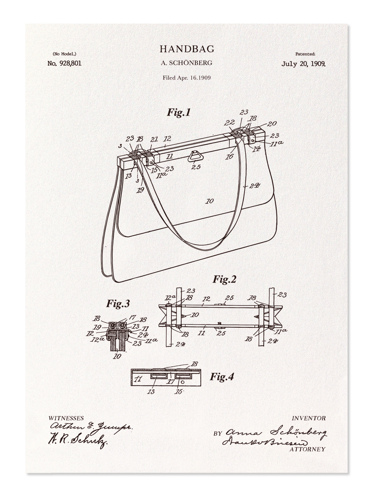 Ezen - Patent of handbag (1909) - Postcard - Front