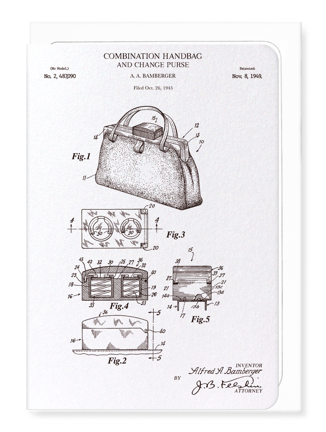 Ezen - Patent of handbag (1949) - Greeting Card - Front