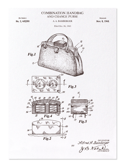 Ezen - Patent of handbag (1949) - Postcard - Front