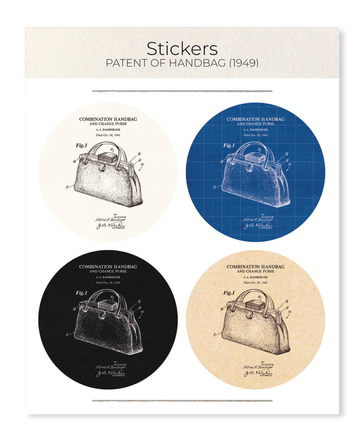 Ezen - Patent of handbag (1949) - Sticker Set