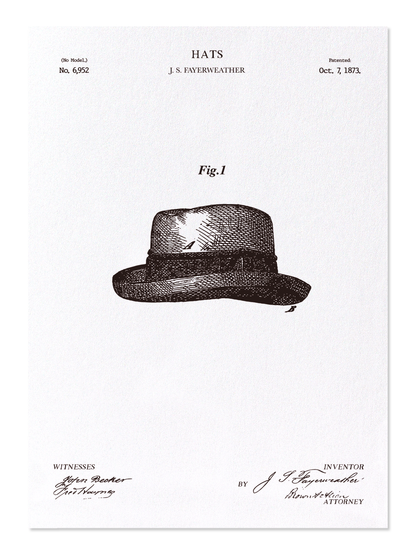 Ezen - Patent of hats (1873) - Postcard - Front