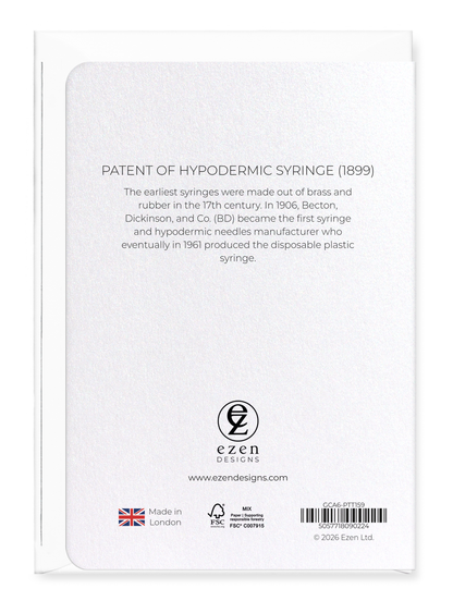Ezen - Patent of hypodermic syringe (1899) - Greeting Card - Back