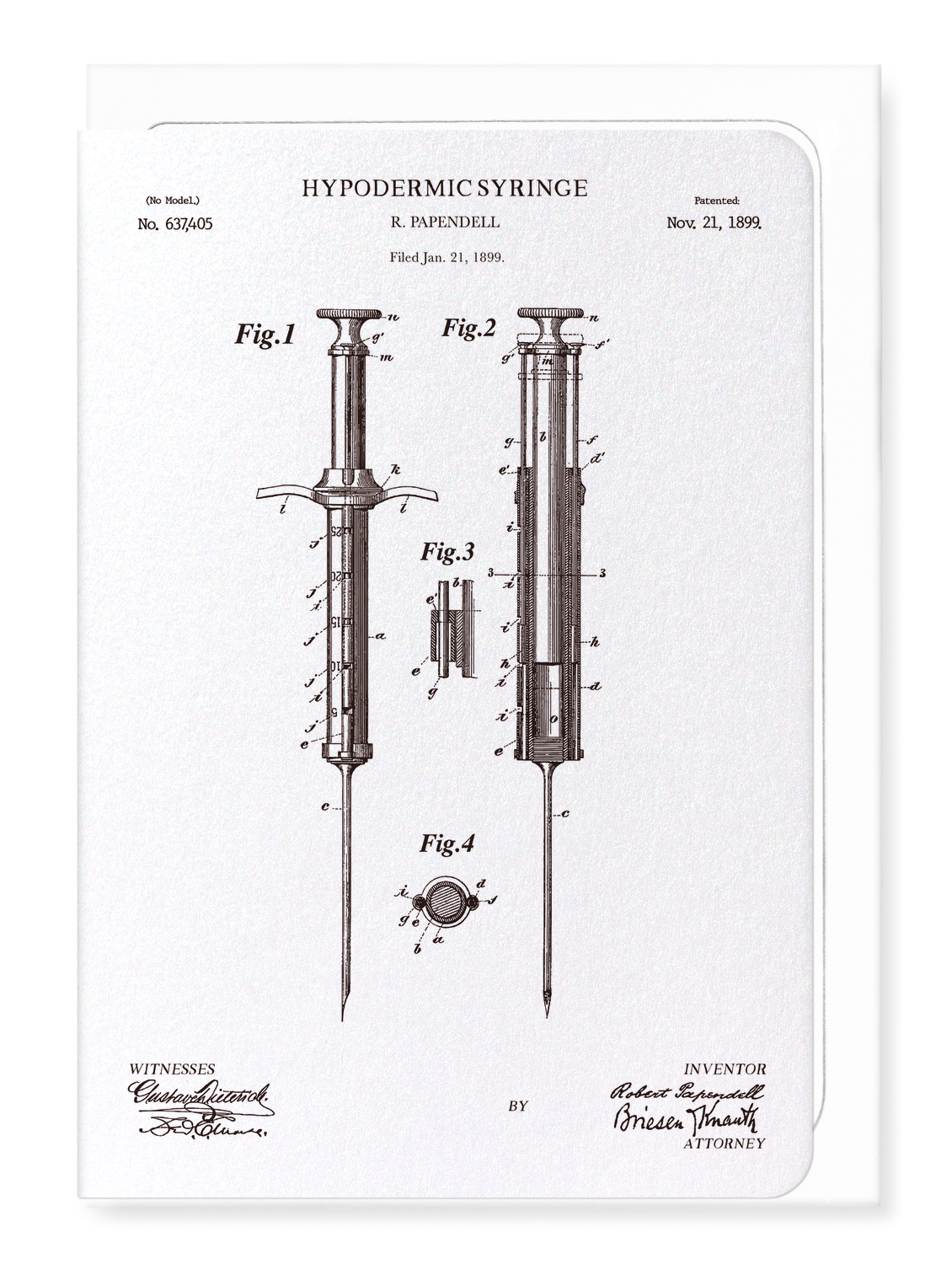 Ezen - Patent of hypodermic syringe (1899) - Greeting Card - Front