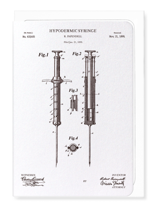 Ezen - Patent of hypodermic syringe (1899) - Greeting Card - Front