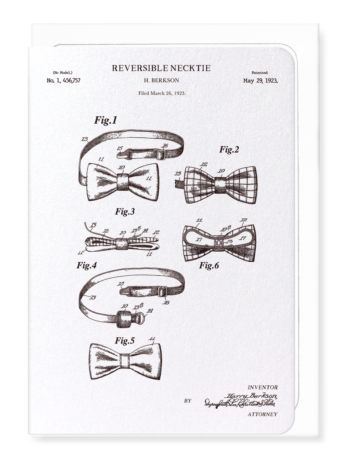 Ezen - Patent of reversible bow tie (1923) - Greeting Card - Front